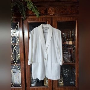 Women's White Textured Linen Blazer Jacket Fundamental Things Vintage
